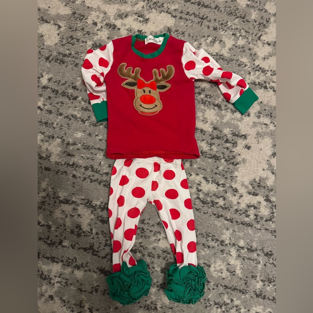 Baby girl reindeer Christmas outfit 3/6 months
